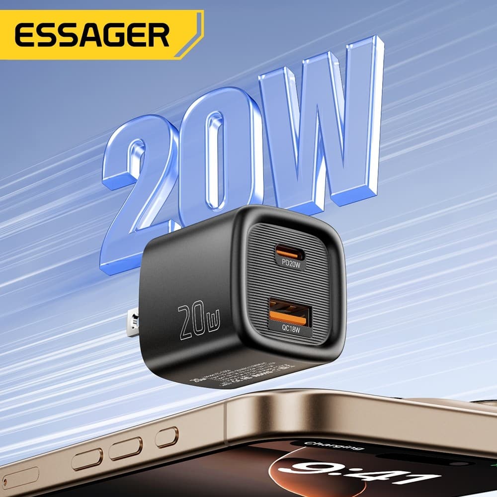 Essager PD 20W USB C + Type C Charger Fast Charging Quick Chargers Wall Plug Adapter รูปที่ 3