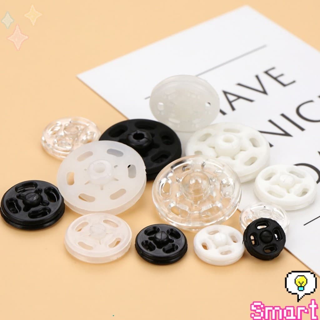 10คู่ กระดุมแป๊กพลาสติก สีดำ สีขาว สีใสแบบเย็บ 10mm 15mm กระดุมแป๊กพลาสติกสีดำ Invisible button รูปที่ 4