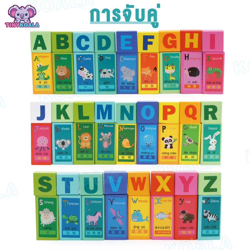 แถมกล่อง+ผ้าถุงTinykoala บล็อกไม้ บล็อกไม้อักษร บล็อคไม้ตัวต่อ 100 ชิ้น ของเล่นไม้เสริมพัฒนาการ เล่นไม้หลากหลายรูปทรง รูปที่ 6