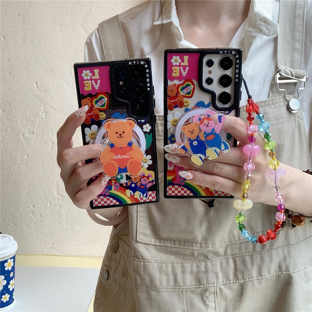 เคสหมีน่ารักสําหรับ Samsung Galaxy S26Ultra S25 S24 S23 FE Creative Magnetic กันกระแทก Hard ฝาหลัง รูปที่ 7