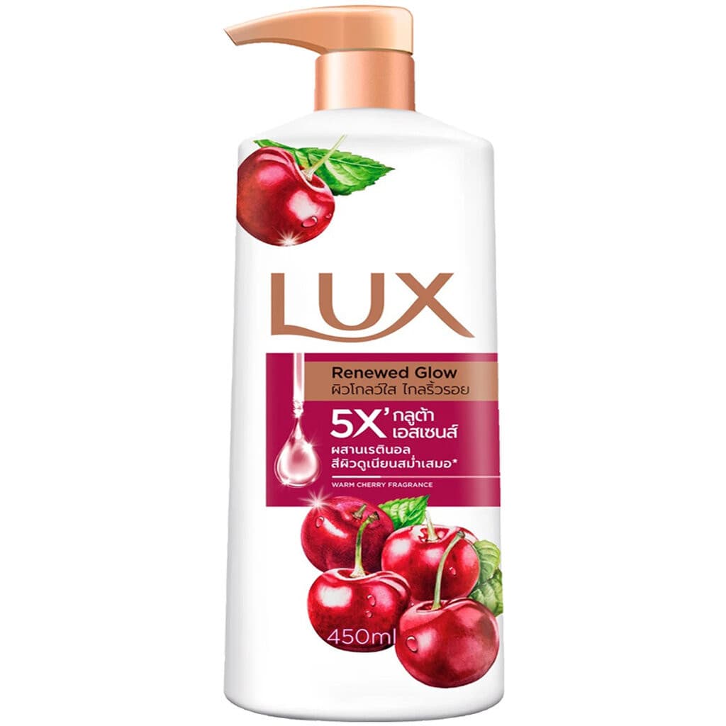 LeeMart ครีมอาบน้ำ ลักซ์ Lux 450ML ลักส์ อาบลักซ์ รีนิว โกลว์ กลิ่นเชอรี่ ขนาด 450 มล. รูปที่ 1