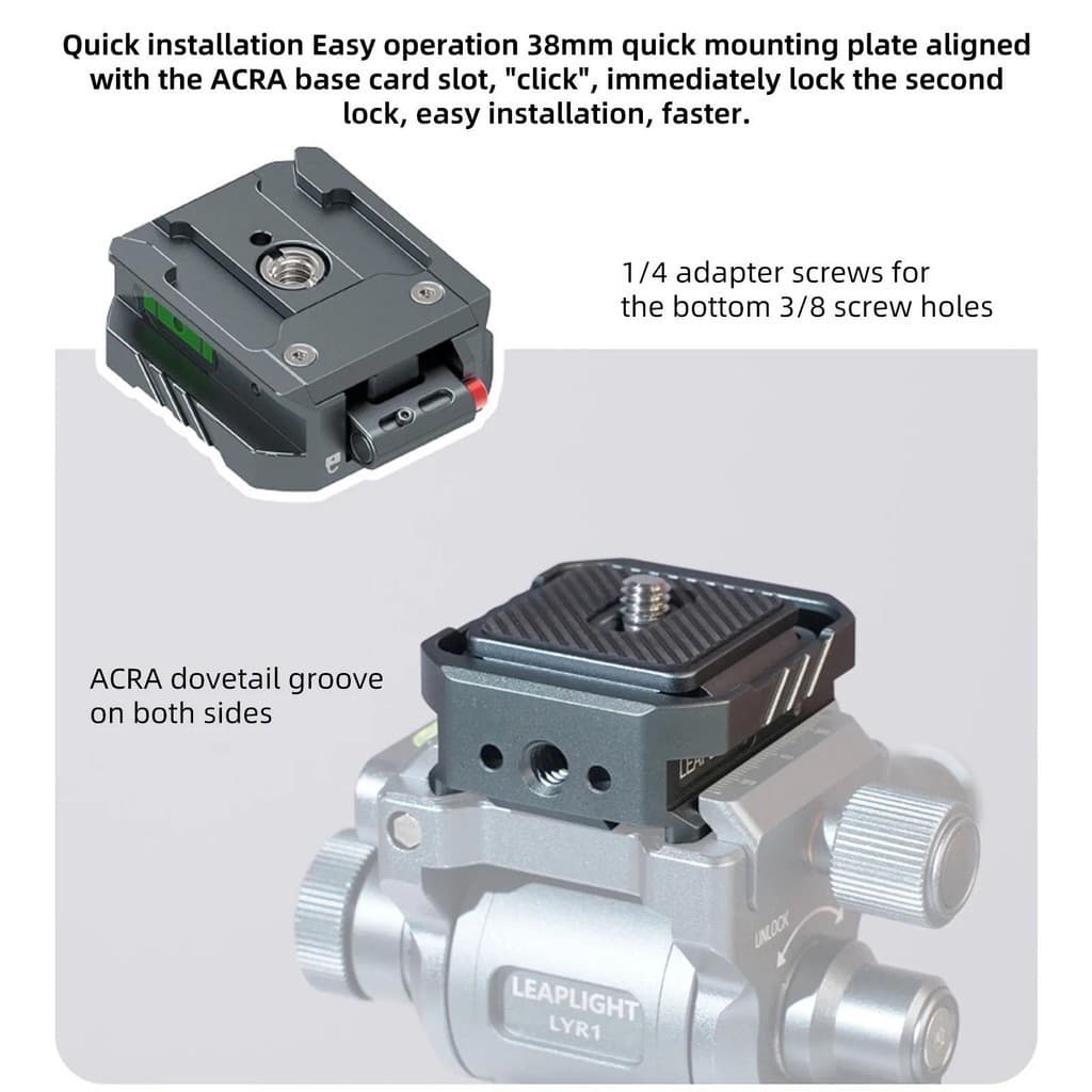 Leaplight All-Metal Arca Quick Release Kit กล้อง Quick Mount สําหรับ Dji Zhiyun Stabilizer ขาตั้งกล้องสไลด์ Rail Quick Mount ฐานหัวเข็มขัด รูปที่ 4