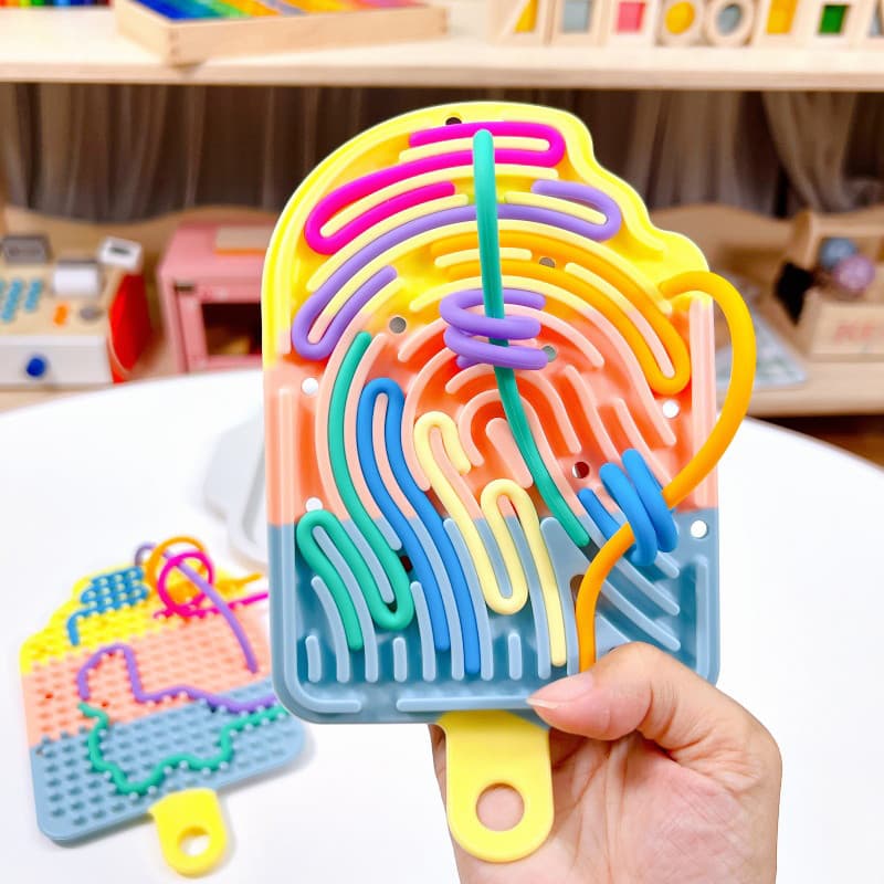 Geetoy ไอศกรีม ประสาทสัมผัส ซิลิโคนกิจกรรม บอร์ดฟิดเจ็ต ของเล่นสี 12 สาย กระดานสองด้าน ของเล่นเพื่อการศึกษา รูปที่ 2