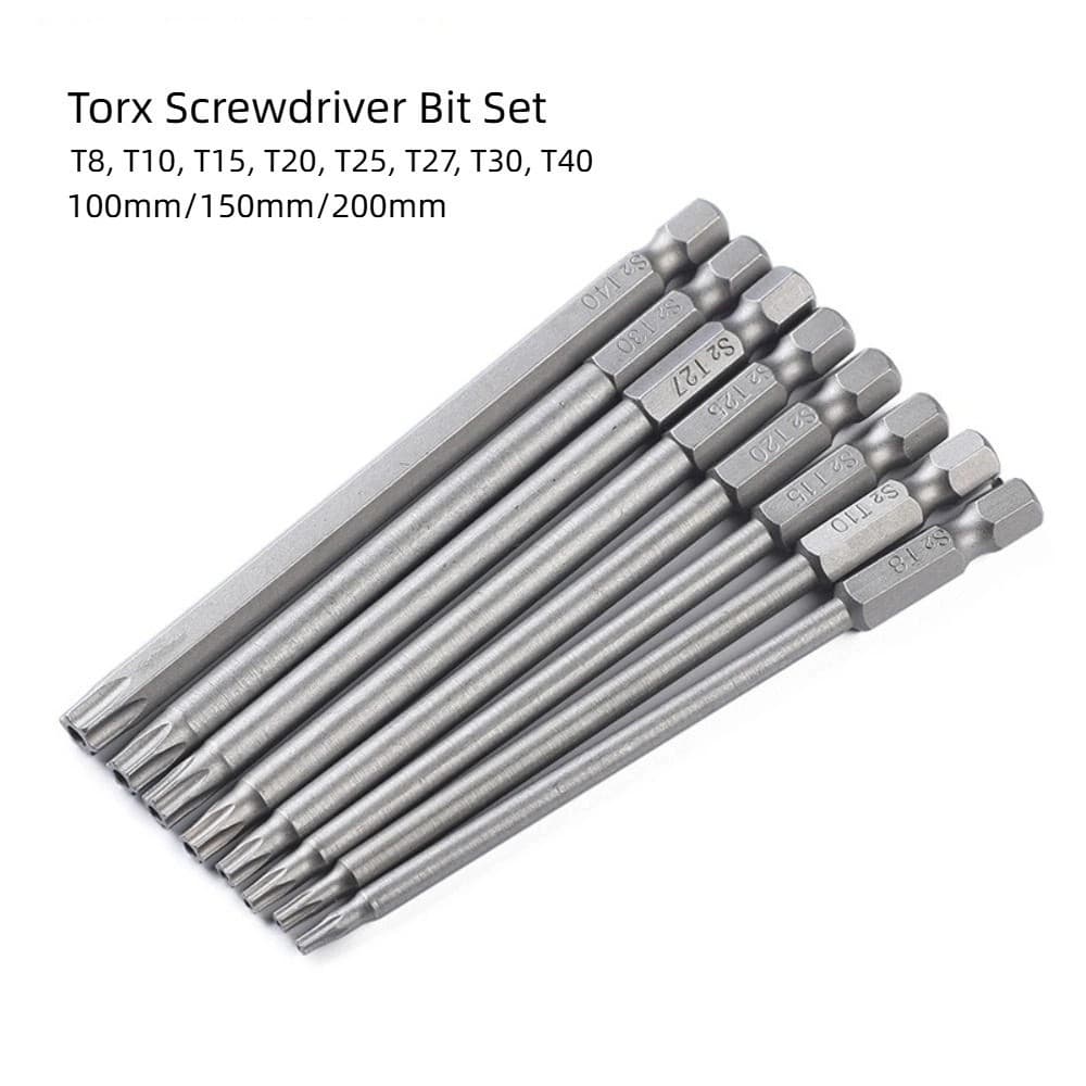 BENJMOORE 8PCS Torx ไขควงชุด Bit, T8-T40 1/4 นิ้ว Hex Head Allen ประแจเจาะ Bits ชุด, อุปกรณ์ฮาร์ดแวร์ 100 มม.150 มม.200 มม.ซ็อกเก็ตไขควงบิต DIY โครงการ รูปที่ 4