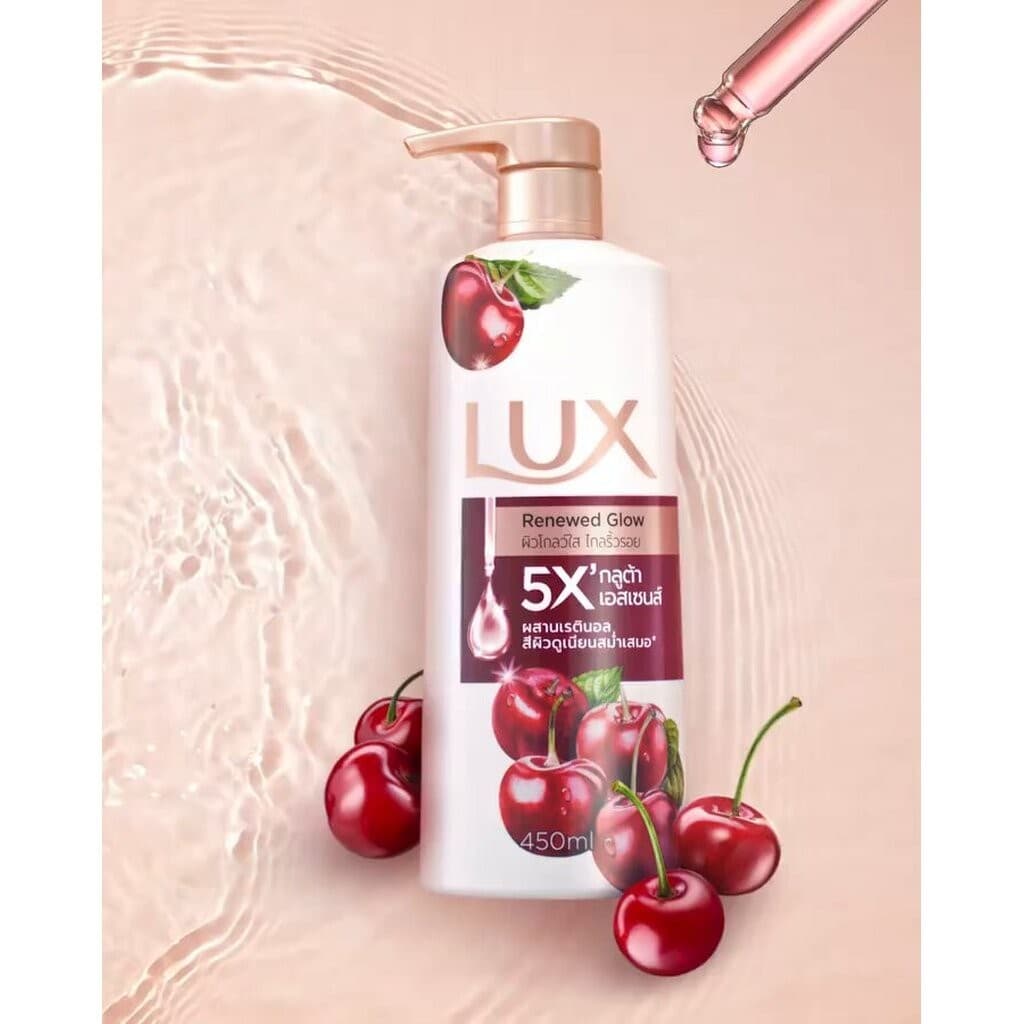 LeeMart ครีมอาบน้ำ ลักซ์ Lux 450ML ลักส์ อาบลักซ์ รีนิว โกลว์ กลิ่นเชอรี่ ขนาด 450 มล. รูปที่ 4