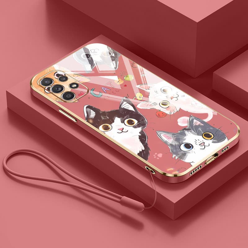 SAMSUNG ปลอกสําหรับsamsung Galaxy A23 A32 A52 A72 4G 5G A33 A53 A73 M32 A52S 5GรอบEyed CatหรูหราElectroplating Anti Dropเคสโทรศัพท์แบบนุ่ม รูปที่ 5