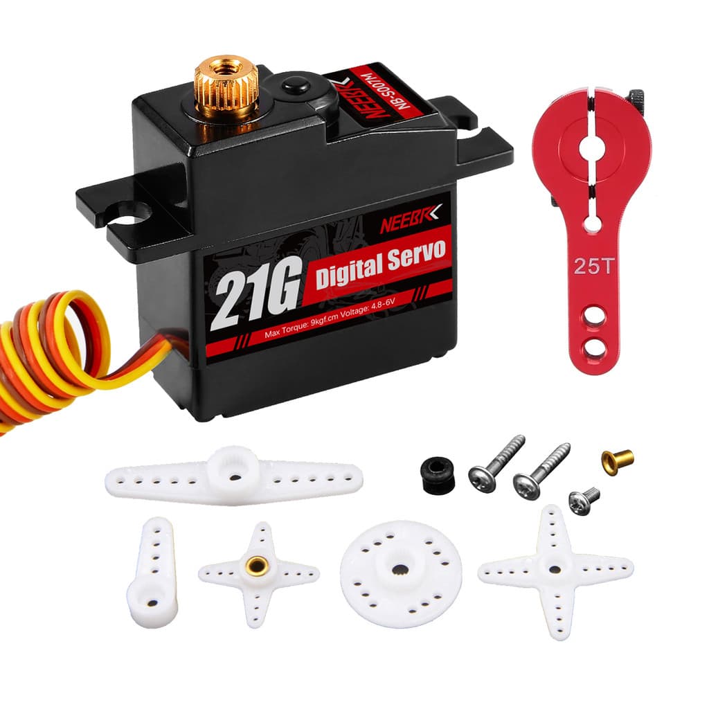 Neebrc 21G 17G Digital Servo Motor เกียร์โลหะกันน้ําสําหรับ 1:18 1:16 RC รถ MJX HYPER GO WLTOYS 144001 รถบรรทุก เครื่องบิน เรือ หุ่นยนต์ รูปที่ 1