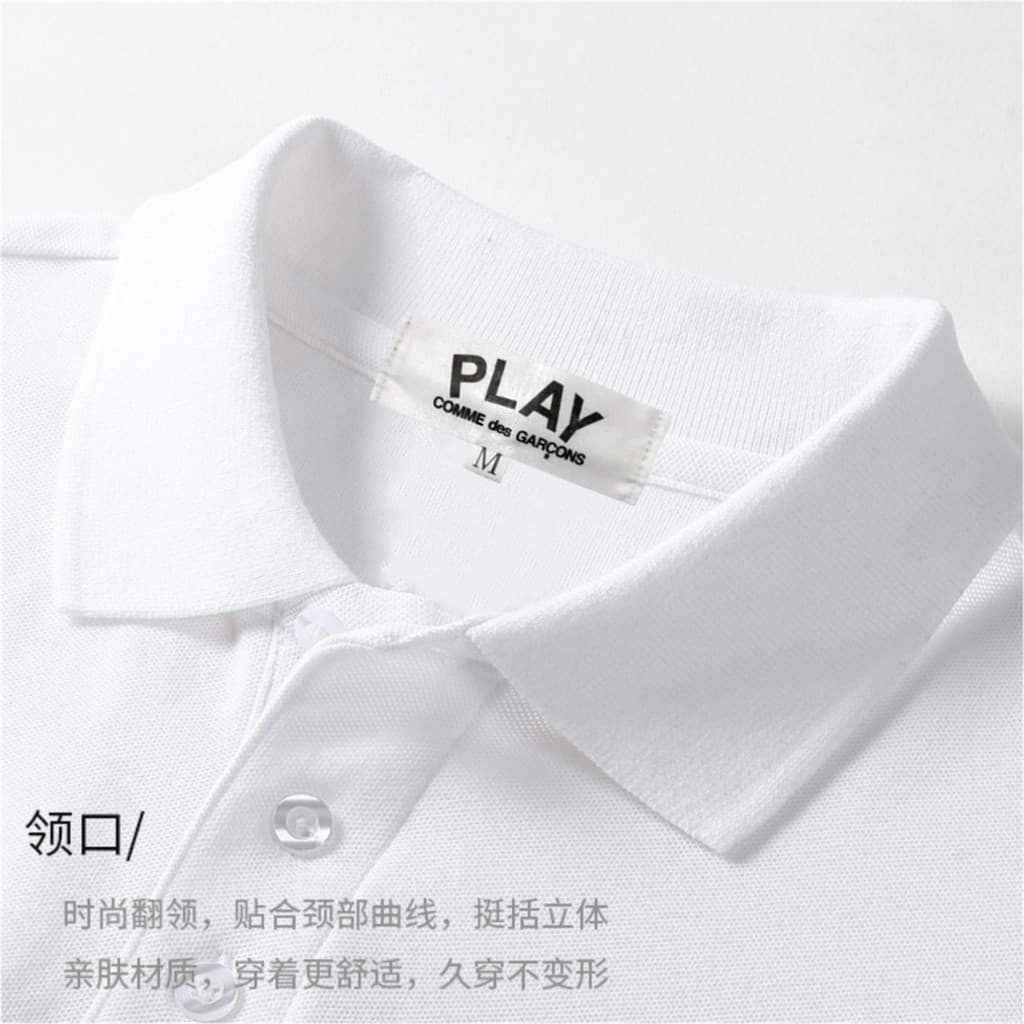 Fashion PLAY ปักหัวใจ เสื้อยืดโปโลผู้ชาย Super สบายและปลอดภัย Cotton Polo Tops เสื้อยืดผู้ชาย รูปที่ 6