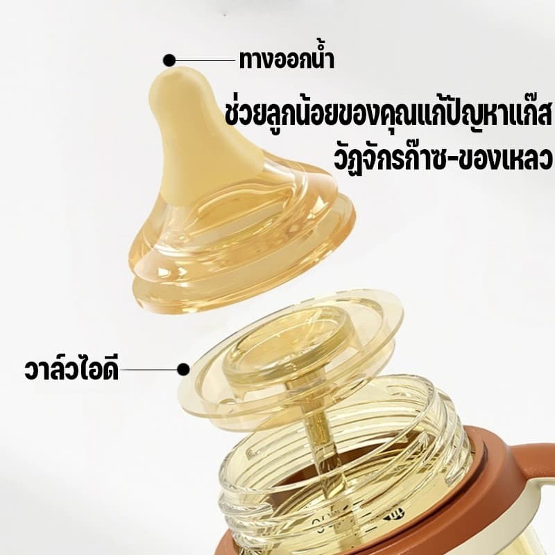 Berma Baby ขวดนมเด็ก พร้อมที่จับ ทนตก ลดท้องอืด จุกหลอก 3 ประเภท 300ml รูปที่ 6
