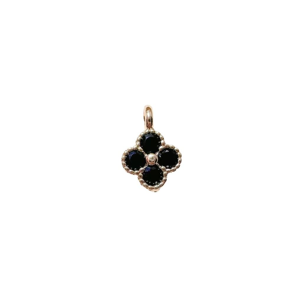 สีสูงระบุทองแดงชุบ 14K Gold Micro-Inlaid Zircon Four-Leaf Clover จี้ต่างหูสร้อยคอวัสดุทําด้วยมือขายส่ง A รูปที่ 4