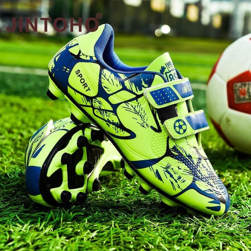 Jintoho รองเท้าฟุตบอลเด็ก cleats traning รองเท้าผ้าใบกีฬาฟุตบอลสําหรับชายหญิงเด็ก รองเท้ากีฬากันลื่นพื้นนุ่มขนาด 28-38 รูปที่ 2