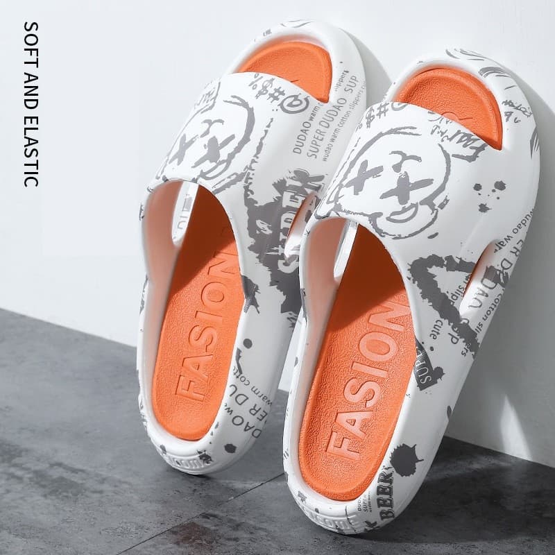 รองเท้าแตะ36-44 หญิง ชาย แฟชั่น เพิ่ม1เบอร์ แบบสวม สีสวย ฤดูร้อน รองเท้านุ่ม X021 X068 รูปที่ 2