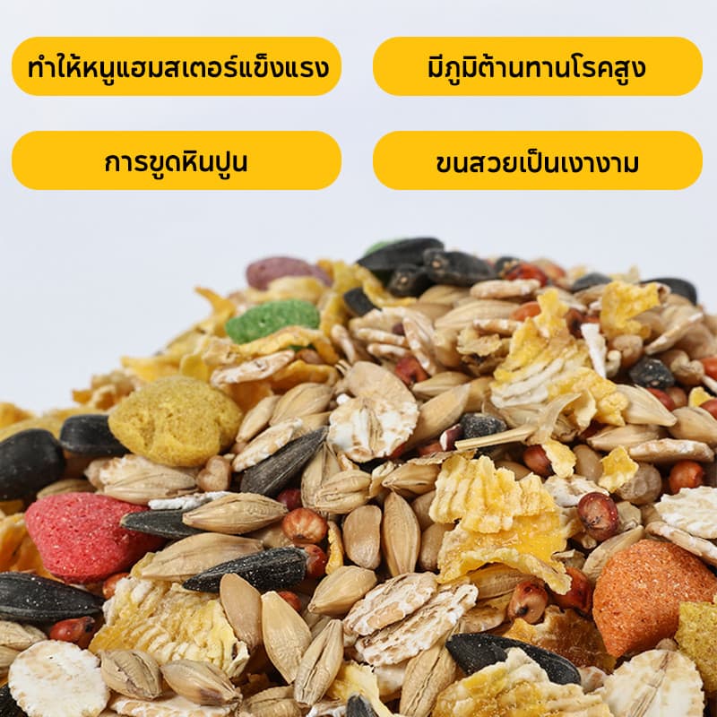 อาหารหนูแฮมสเตอร์ 1200ML อาหารสัตว์เลี้ยงฟันแทะทุกชนิด Hammer Food แฟตเทล อาหารผสม รูปที่ 5