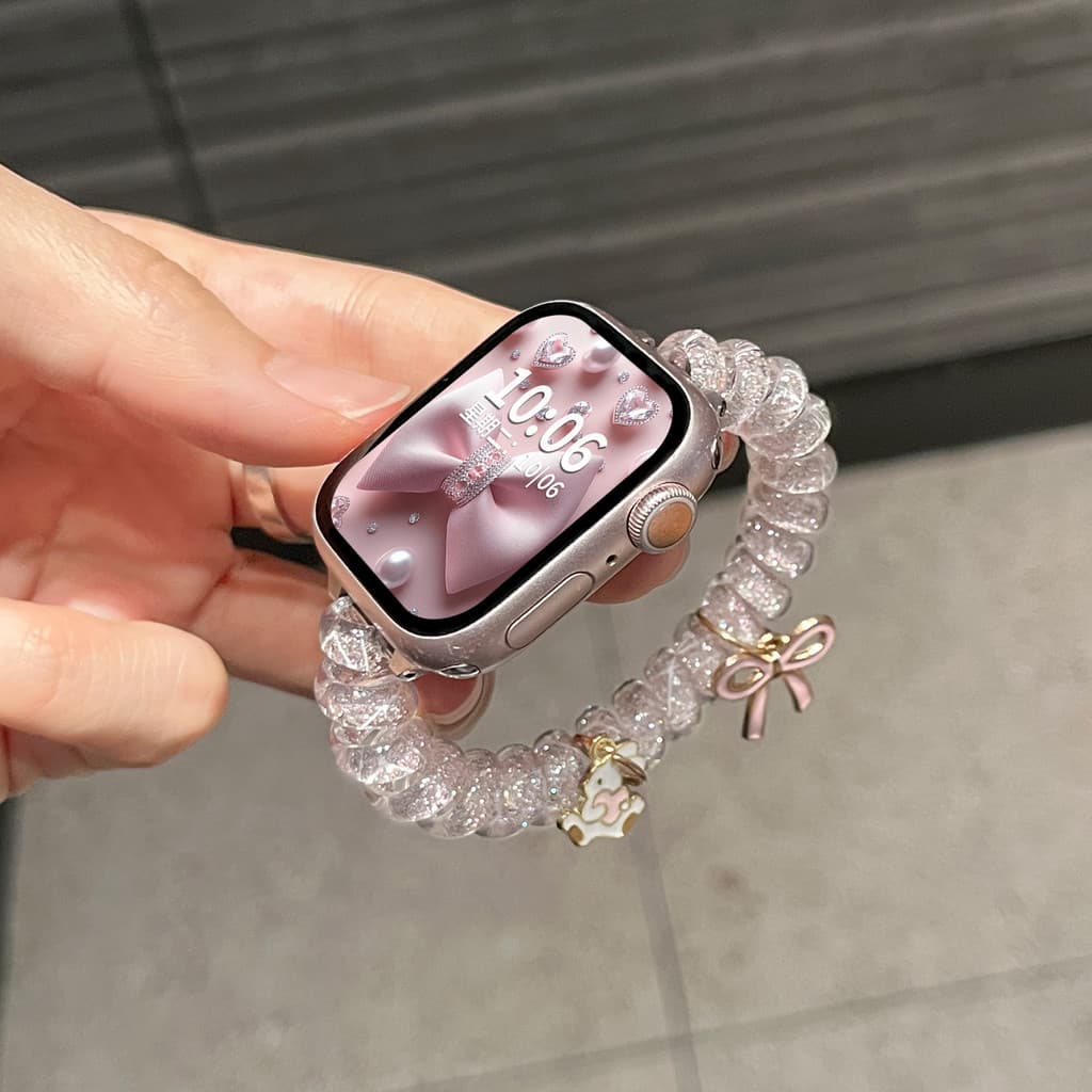 โบว์กระต่ายGlitterโทรศัพท์สายไฟผมสําหรับAmazfit Bip 6 Bip 5 5 Unity Bip 3 U Proสร้อยข้อมือสายคล้องคอสําหรับAmazfit Active 2 GTS 2 3 4 Miniยืดหยุ่นนาฬิกา รูปที่ 9