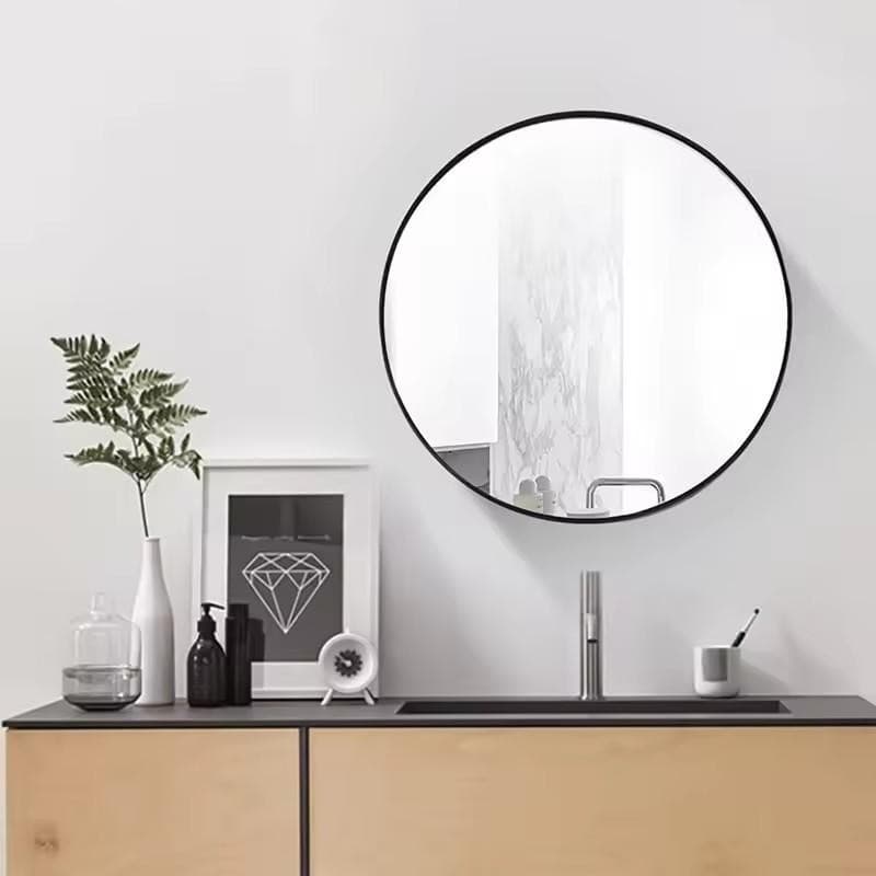 AO40/50/60cm จัดส่งที่รวดเร็วสีดำสีขาวทองรอบกระจกกระจกกลมmirror กระจกติดผนังgold black white กระจกเงาติดผนังกระจกห้องน้ำ รูปที่ 1