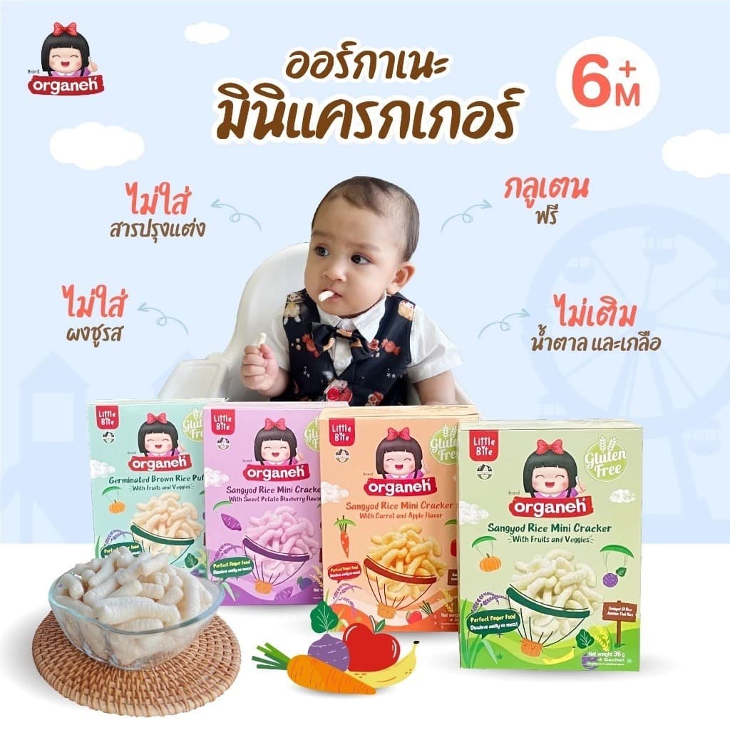 ออร์กาเนะ Organeh มินิแครกเกอร์ ข้าวสังข์หยด เคี้ยวง่าย ละลายในปาก สำหรับเด็ก 6 เดือนขึ้นไป ขนมเด็ก รูปที่ 2