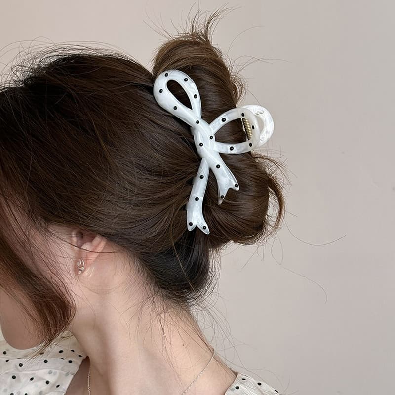 แฟชั่นกิ๊บติดผมสีขาวและดำสำหรับผู้หญิง .ACCESSORIES HEADWEAR รูปที่ 3