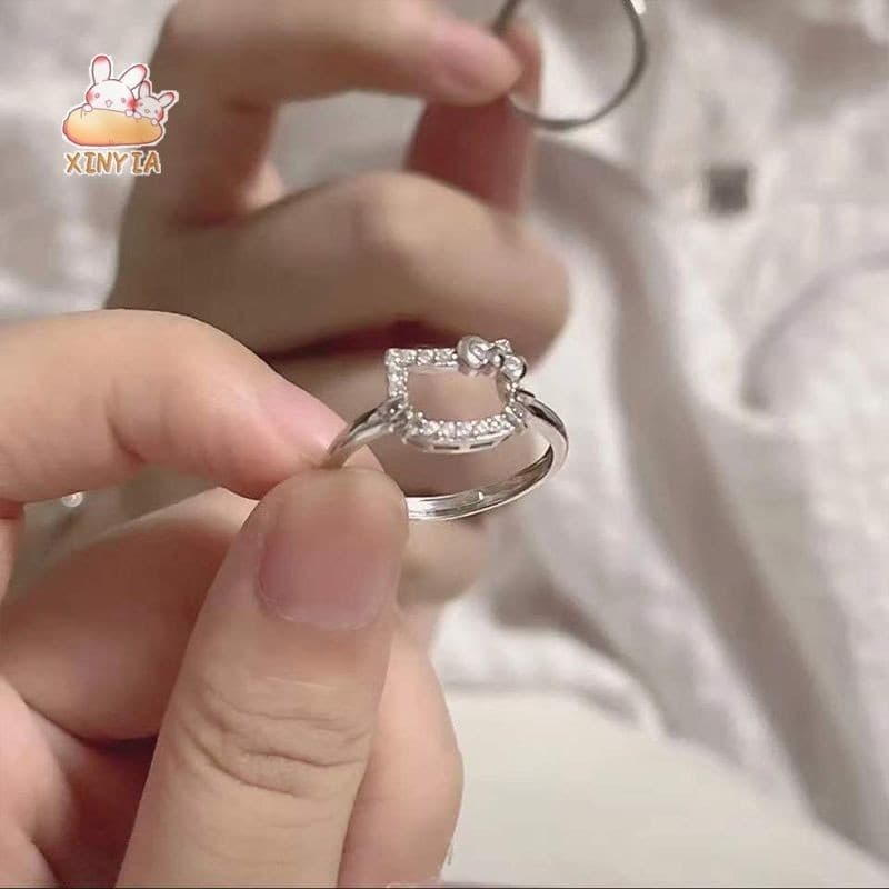 แหวนkittyแหวนมือแมวฝังเพชรINSสไตล์ญี่ปุ่นหวานน่ารักแหวนนิ้วผู้หญิงทุกวันสวมใส่ไม่ซีดจาง.xinyia.th รูปที่ 6