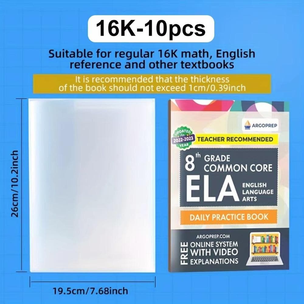 EXCE 10 ชิ้นปกหนังสือพลาสติก, กันน้ําปิดกาวในตัวโปร่งใสปกหนังสือ, A4/16K/A5 หนังสือทนต่อการสึกหรอฝาครอบป้องกัน PVC รูปที่ 4