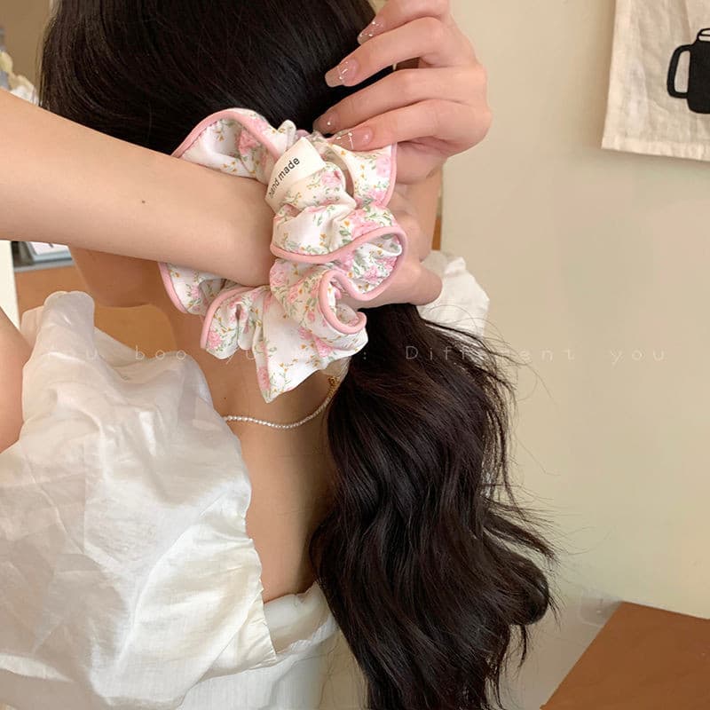 Mori Style Floral Scrunchy Hair Tie Ball Head Hair Tie Simple Hair Tie รูปที่ 1