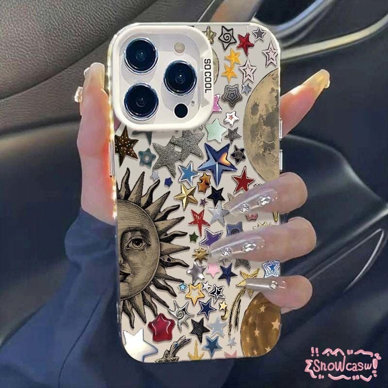 เคส OPPO A17 A57 A3s A18 A53 A16 A58 A7 A17K A5 A38 A54 A12 A77 A15 A9 A5s A78 Reno 16F ดวงอาทิตย์ดวงดาวสีสร้างสรรค์รัก รูปที่ 1