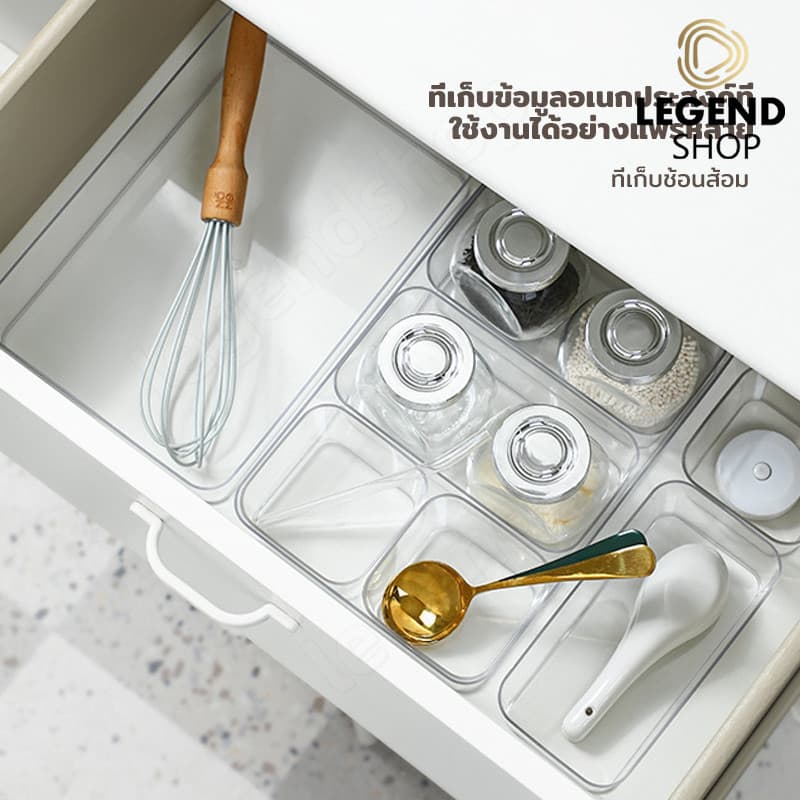 กล่องพาร์ทิชันลิ้นชักพลาสติกใส กล่องลิ้นชักพลาสติกใส อะคริลิคใส เก็บเครื่องประดับ เครื่องเขียน เครื่องสําอาง ช้อนส้อม รูปที่ 3