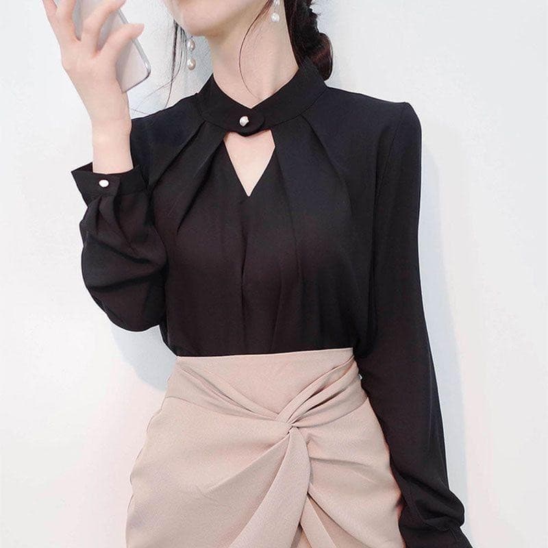 mimi&didi#เสื้อเชิ้ตแฟชั่นแขนยาว ทรงหลวมๆ ใส่ไปทำงาน เหมาะสำหรับธุรกิจ สไตล์ผู้ใหญ่และสง่างาม สำหรับผู้หญิง#W624 รูปที่ 4