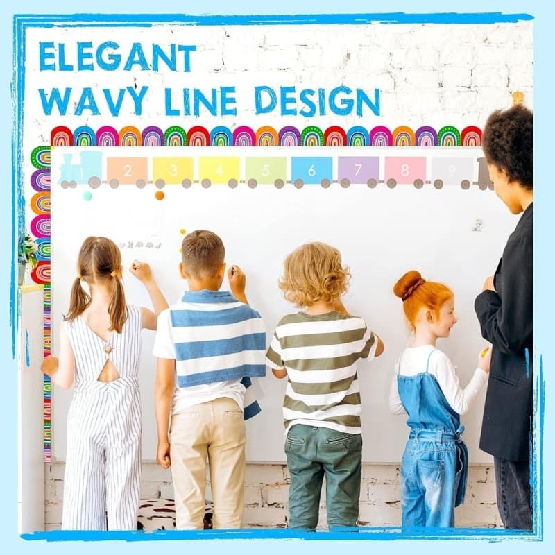 Cutep 10m สีสัน Bulletin Border Trim น่ารัก Bulletin Board Borders สติกเกอร์ Bulletin BOARD ตกแต่งสําหรับ Clas รูปที่ 3