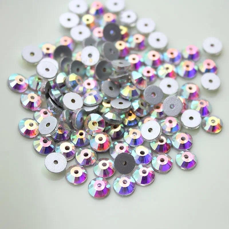 QIAO อัญมณีคริสตัลคุณภาพสูง ฐานทองคำเยื่อบุด้วยลูกปัด Rhinestones รูปที่ 3