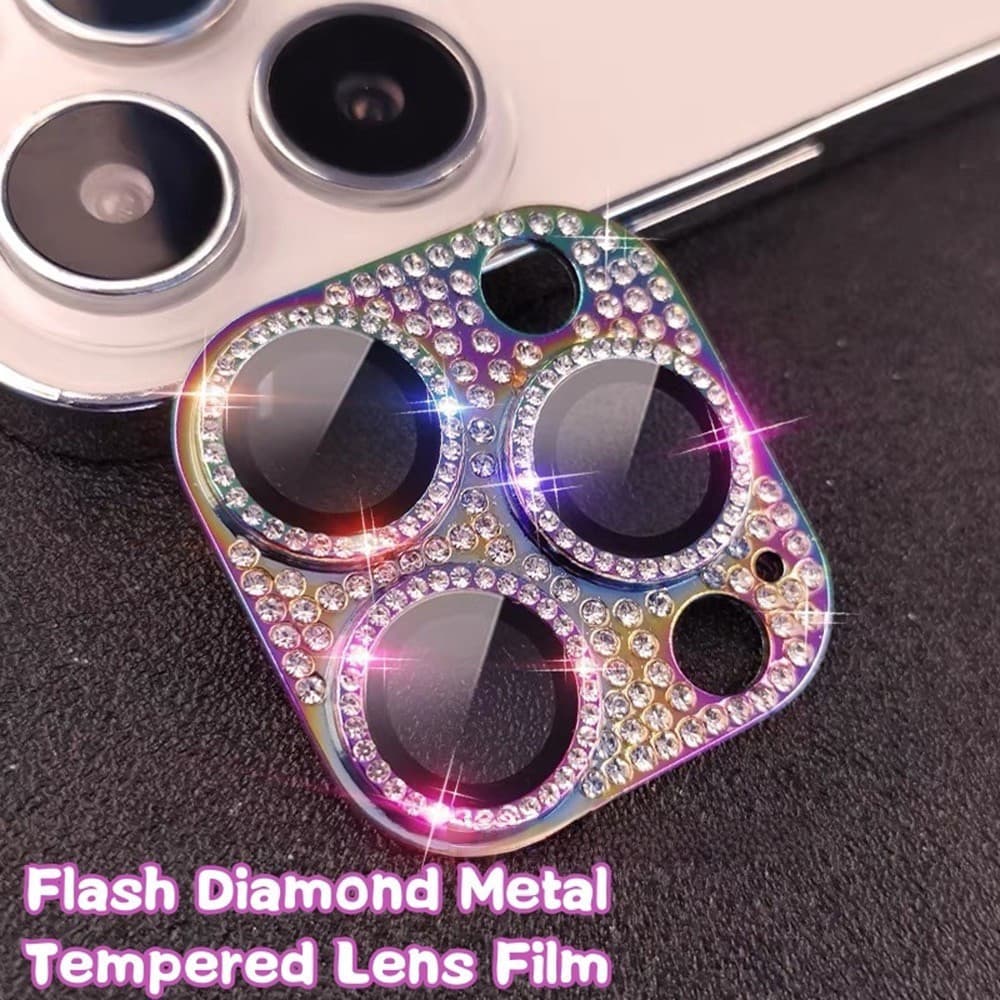 GOODSparkling Diamond เลนส์หรูหรา For iPhone 16 15 14 13 11 12 Pro Max 16Plus กล้องแหวนแก้วเลนส์โทรศัพท์ป้องกันฟิล์ม รูปที่ 1
