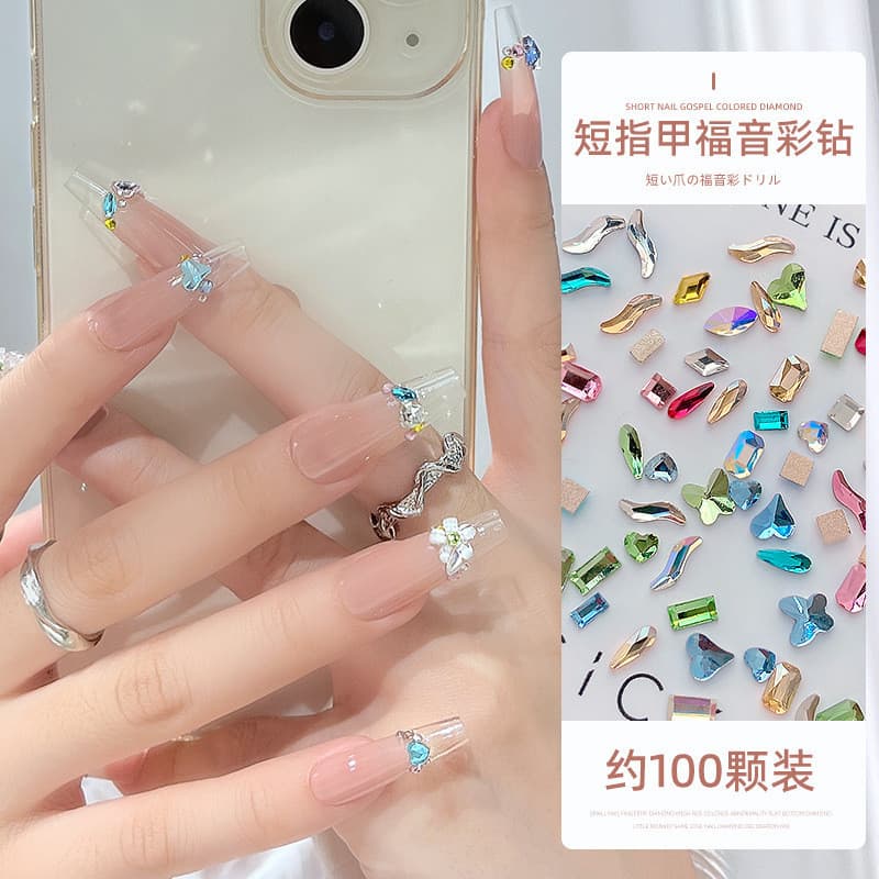 เล็บตกแต่งเล็บเพชร DIY สติ๊กเกอร์ติดเล็บ Rhinestone คริสตัล Mini ขนาดด้านล่างแบน 100 ชิ้น KOUDAN รูปที่ 2