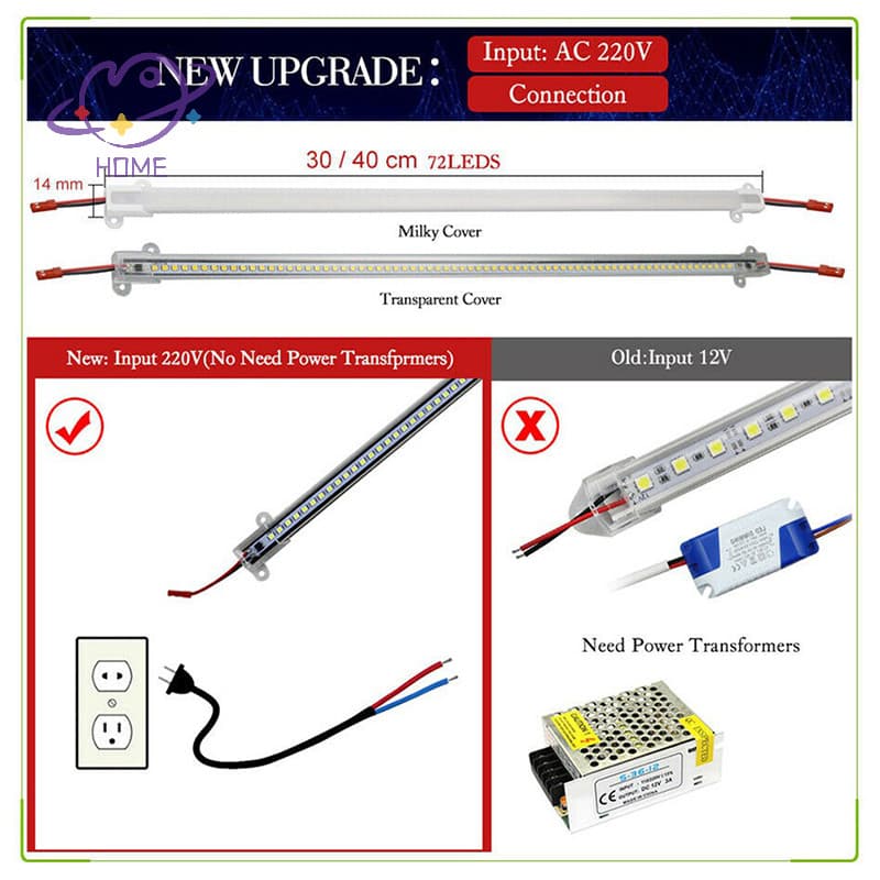Ac220v ไฟ LED บาร์ความสว่างสูง 2835 คลิป LED 30 ซม. 40 ซม. 72LEDs ฮาร์ดสตริปประหยัดหลอด LED {TH} รูปที่ 8