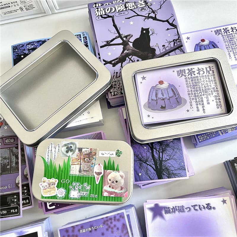 กล่องดีบุกเงิน Flip Cover Case กล่องเหล็ก Mini Storage Box Desk Organizer รูปที่ 7