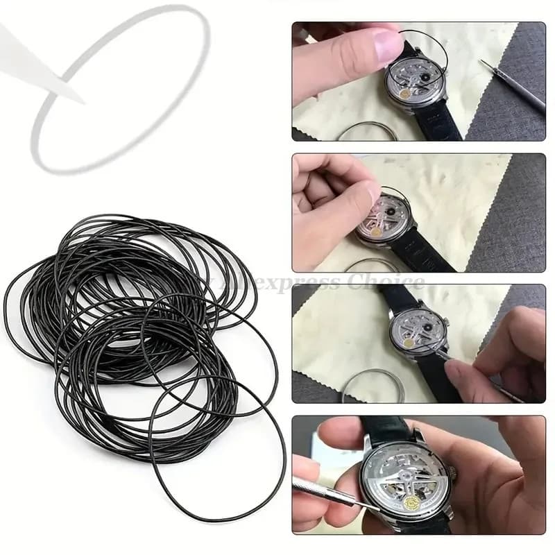200 ชิ้นนาฬิกากลับกรณีกันน้ํา 0.5 มม./0.6 มม.แหวนยาง O-Ring ปะเก็นสําหรับช่างซ่อมนาฬิกาซ่อมเครื่องมือนาฬิกาอุปกรณ์เสริม รูปที่ 5