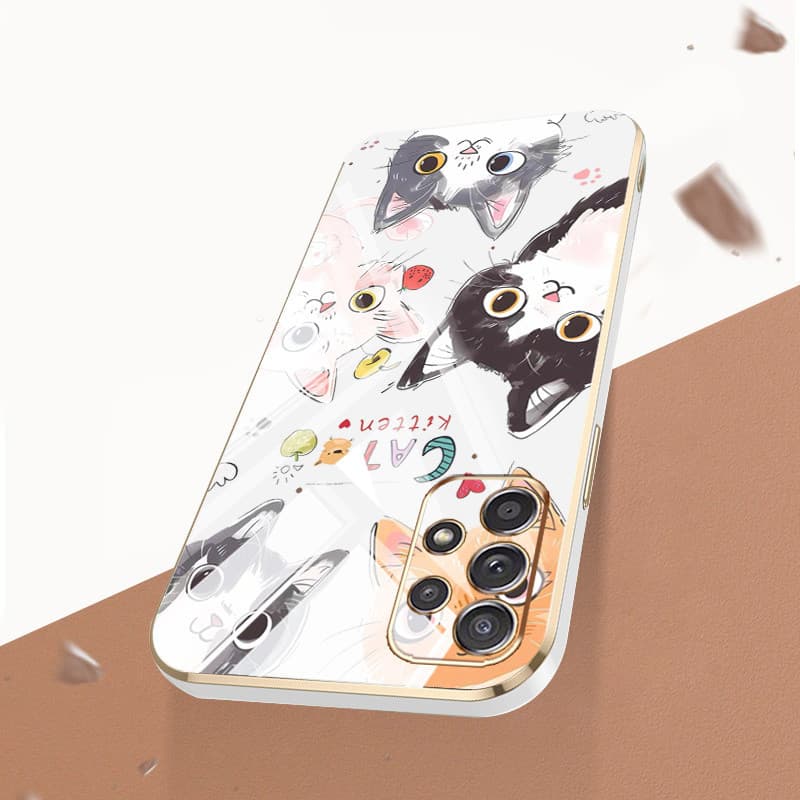 SAMSUNG ปลอกสําหรับsamsung Galaxy A23 A32 A52 A72 4G 5G A33 A53 A73 M32 A52S 5GรอบEyed CatหรูหราElectroplating Anti Dropเคสโทรศัพท์แบบนุ่ม รูปที่ 8