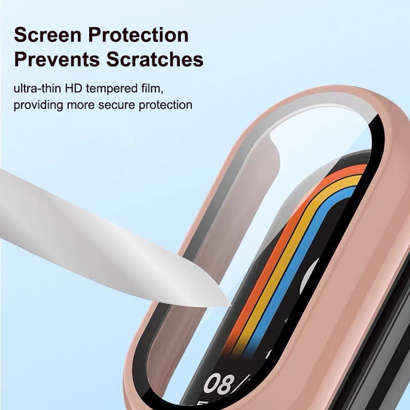 สายรัด Milanese +กรณีแก้วนิรภัยสำหรับXiaomi Mi Band 10 สายรัดนาฬิกานาฬิกากรณีป้องกันสำหรับ Mi Band 10 รูปที่ 6