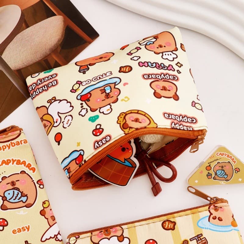 กระเป๋าใส่เหรียญ Capybara 13x10cm กระเป๋าซิป กันน้ำ กระเป๋าสตางค์มินิมอล G3515 รูปที่ 4