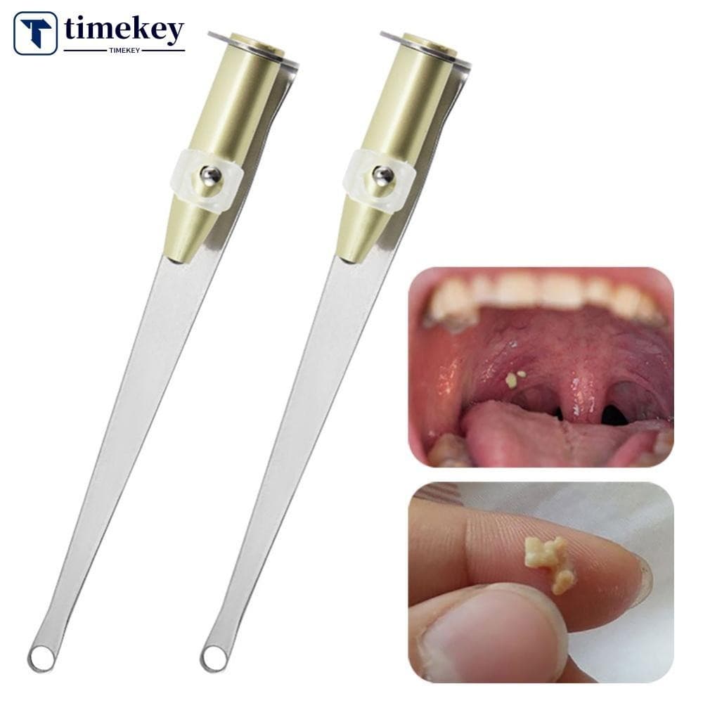 Timekey Tonsil หินเครื่องมือกําจัดไฟ LED สแตนเลส Remover ปากทําความสะอาด Care เครื่องมือ Tonsil Stone Remover เครื่องมือทําความสะอาด D3S4 รูปที่ 1