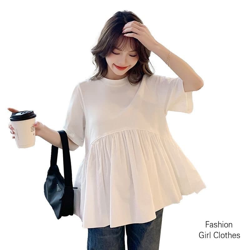 แฟชั่นแขนสั้นคลอดบุตรด้านบนตั้งครรภ์เสื้อยืด จุดต่ําสุด เสื้อ รูปที่ 6