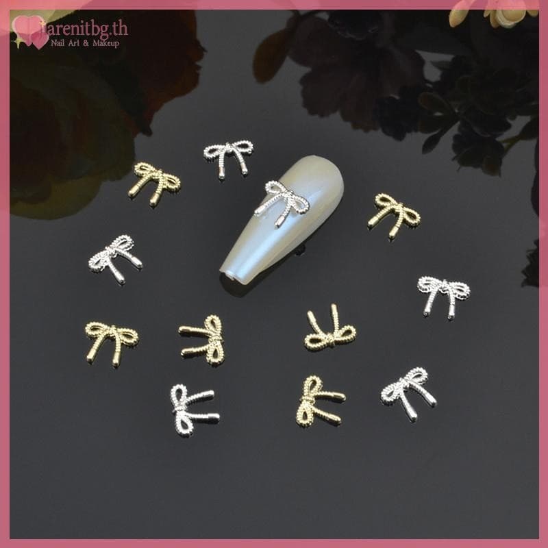 RENBG ทองเงิน ดอกไม้ อุปกรณ์ทําเล็บ Rhinestones โบว์ ตกแต่ง 3D เจาะ TH รูปที่ 9