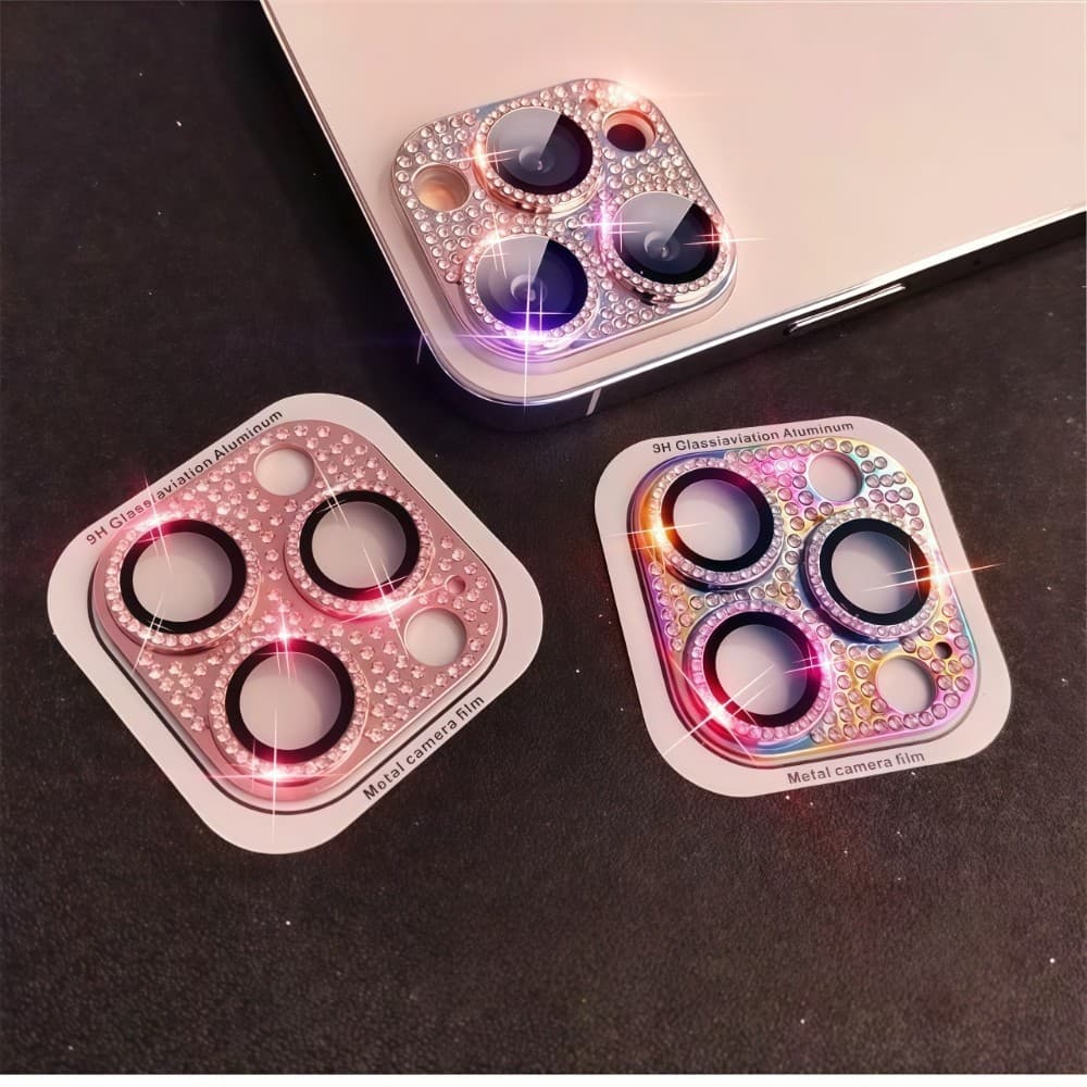 GOODSparkling Diamond เลนส์หรูหรา For iPhone 16 15 14 13 11 12 Pro Max 16Plus กล้องแหวนแก้วเลนส์โทรศัพท์ป้องกันฟิล์ม รูปที่ 2