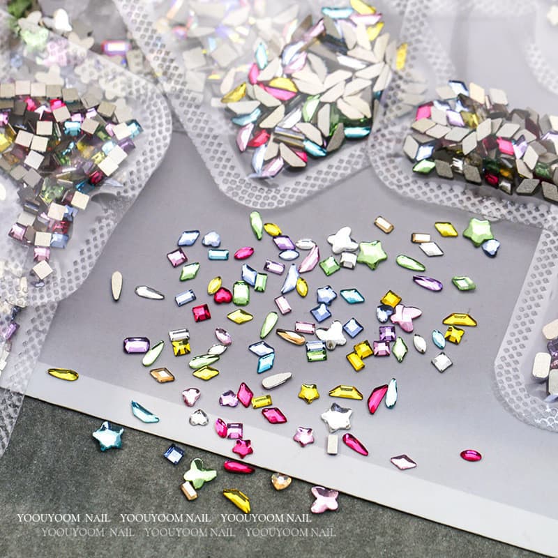 เล็บตกแต่งเล็บเพชร DIY สติ๊กเกอร์ติดเล็บ Rhinestone คริสตัล Mini ขนาดด้านล่างแบน 100 ชิ้น KOUDAN รูปที่ 7