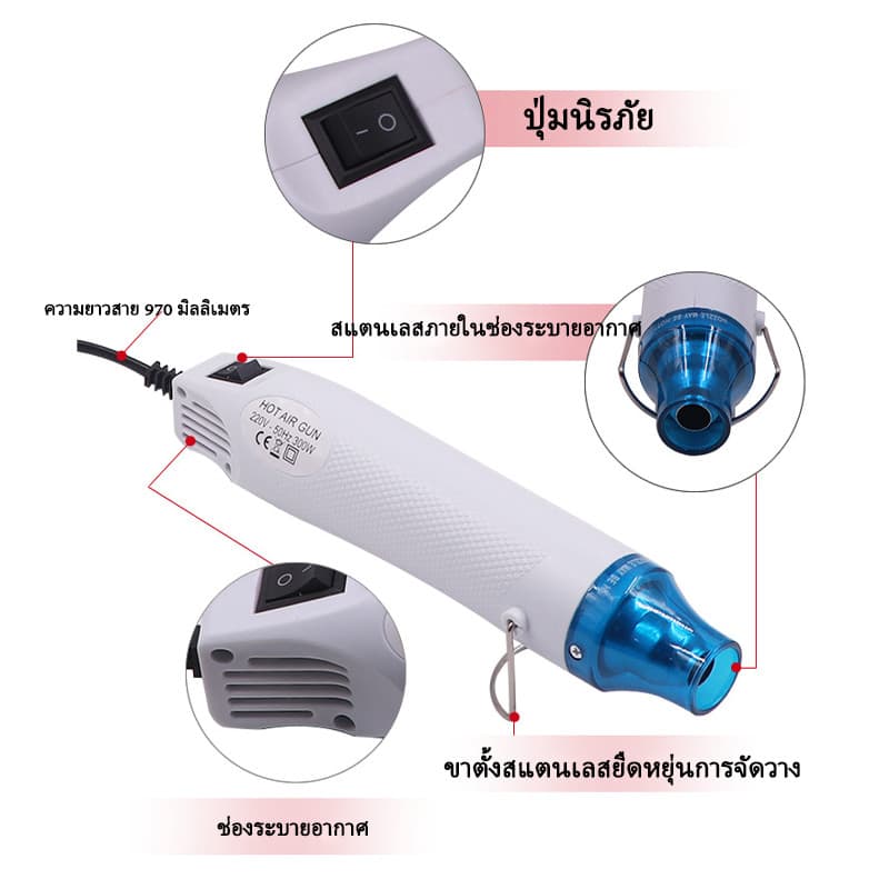 SZX 300W ไดร์เป่าลมร้อน สำหรับเป่าขนตุ๊กตาไหมพรม และงาน DIY ต่างๆ รูปที่ 7