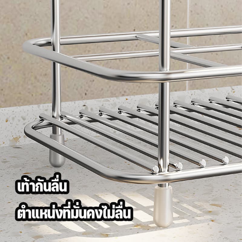 COD ที่วางแปรงสีฟัน ชั้นวางแปรงสีฟันไฟฟ้า สเตนเลส ทรงสี่เหลี่ยม ชั้นวางของในห้องน้ำ หกช่อง รูปที่ 4