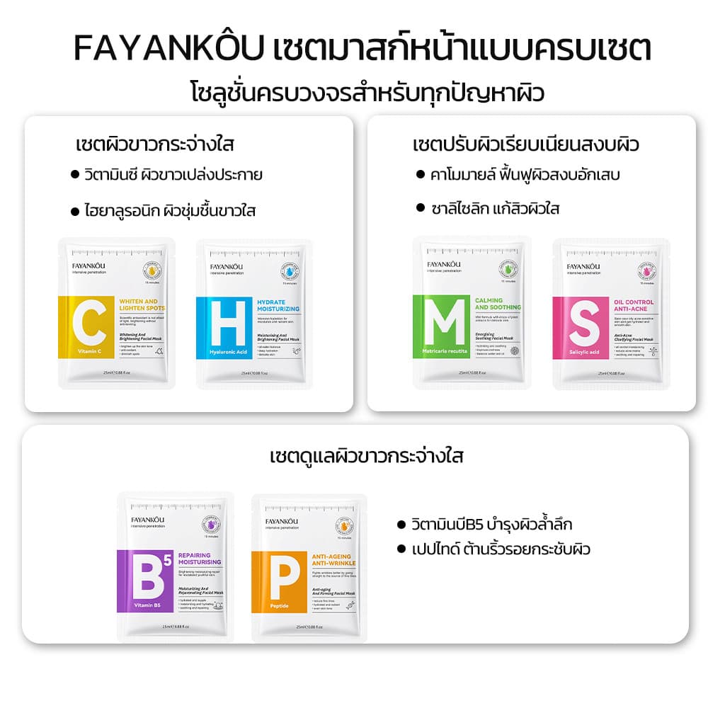 เซตมาส์กหน้า มาส์กหน้ามากมาย ว่านหางจระเข้ คอลลาเจน กรดไฮยาลูโรนิก วิตามินซี ราคาดีกว่า รูปที่ 7