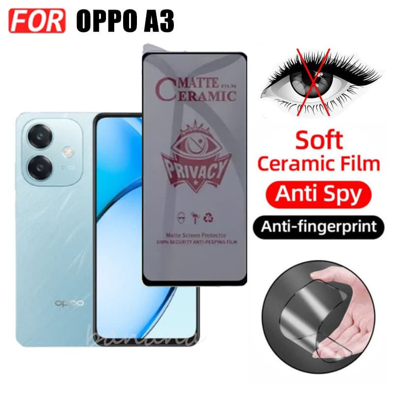 Oppo A3 A3X กระจกนิรภัยความเป็นส่วนตัว OPPO A60 A80 A3 Pro ป้องกันหน้าจอ + กระจกเลนส์กล้อง + ฟิล์มด้านหลัง รูปที่ 3