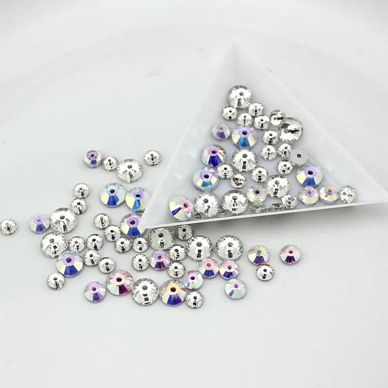 QIAO อัญมณีคริสตัลคุณภาพสูง ฐานทองคำเยื่อบุด้วยลูกปัด Rhinestones รูปที่ 5