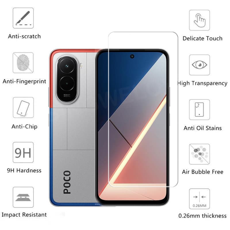 สําหรับ POCO M7 4G POCOM7 Poco M7 Plus M7 Pro 5G 4G 2025 2 in 1 คลุมทั้งหมดกระจกนิรภัยด้านหน้าฟิล์มป้องกันหน้าจอกลับกล้องเลนส์ป้องกันฟิล์ม รูปที่ 4