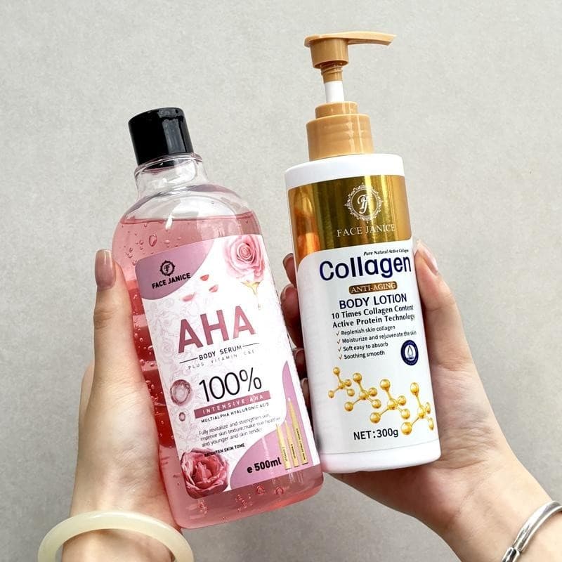 AHA Body Serum 100% เอสเซนส์ไวท์เทนนิ่ง 500มล. + อิมัลชั่นคอลลาเจน 300ก รูปที่ 1