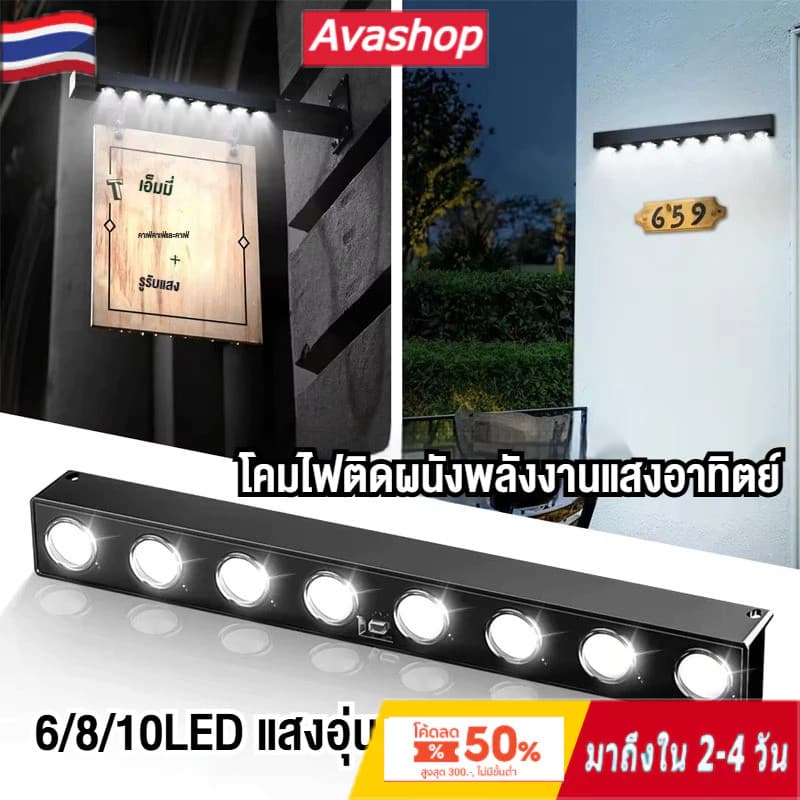 นํา โคมไฟติดผนังพลังงานแสงอาทิตย์กลางแจ้งกันน้ําสวิตช์อัตโนมัติตกแต่งสวนพลังงานแสงอาทิตย์ป้ายแสงประตูระเบียงรั้ว แสงสว่าง รูปที่ 1